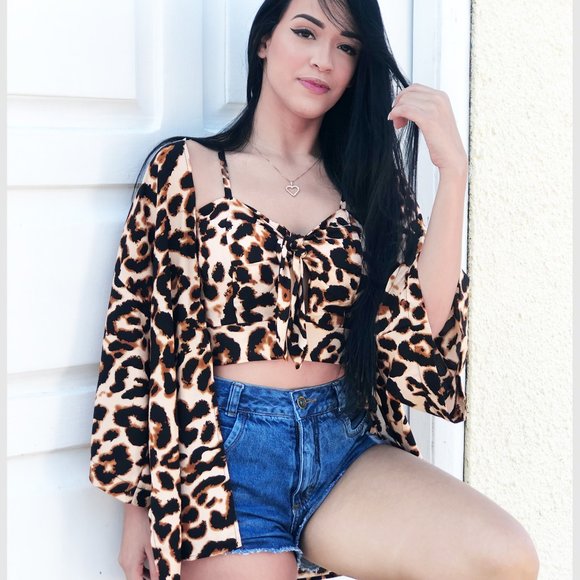 WOMENS SPAGHETTI STRAP FRONT-TIE LEOPARD PRINT TOP - Picture 2 of 4